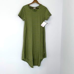 Green & grey striped Carly LLR Dress